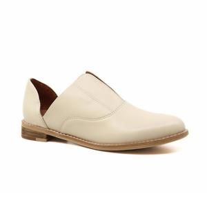 NEW ALL BLACK women's side scoop cowman flats in ivory